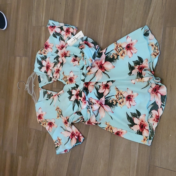 Shortfall jumpsuit floral woven crepe size large - Picture 2 of 4